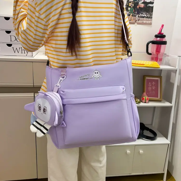 Cute Pink Crossbody Student Bag with Cute Accessories — feature 25