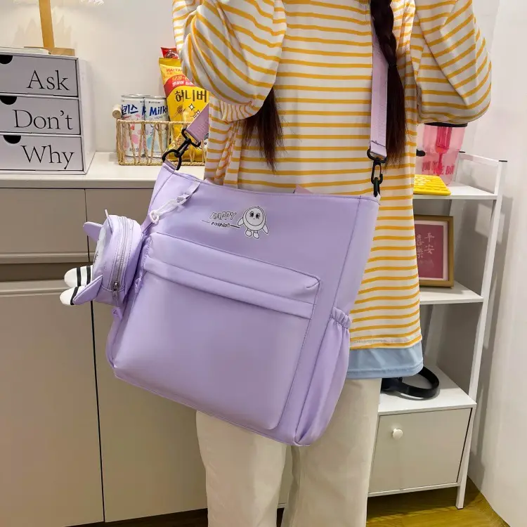 Cute Pink Crossbody Student Bag with Cute Accessories — feature 26