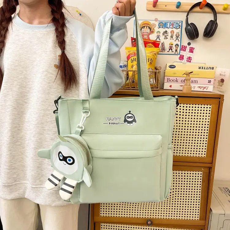 Cute Pink Crossbody Student Bag with Cute Accessories — feature 27