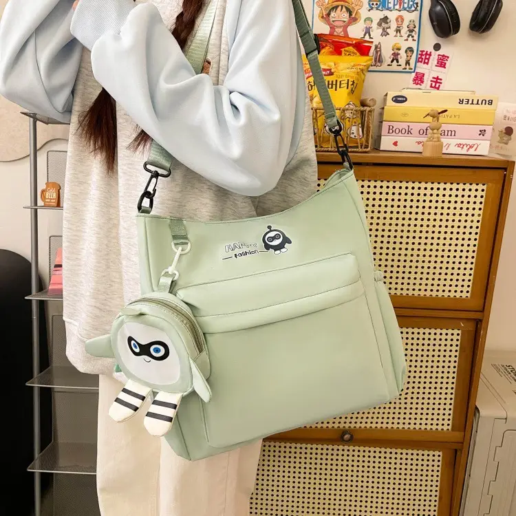 Cute Pink Crossbody Student Bag with Cute Accessories — feature 29
