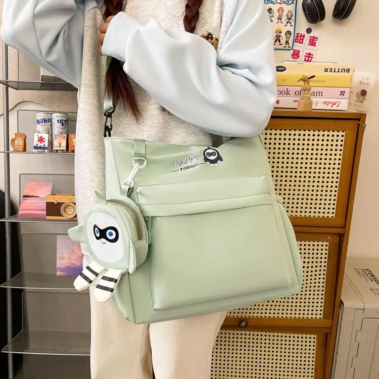 Cute Pink Crossbody Student Bag with Cute Accessories — feature 31