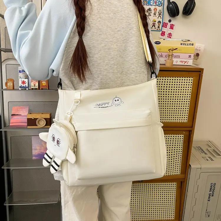 Cute Pink Crossbody Student Bag with Cute Accessories — feature 43