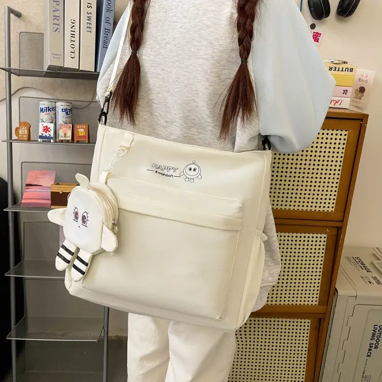 Cute Pink Crossbody Student Bag with Cute Accessories — feature 44