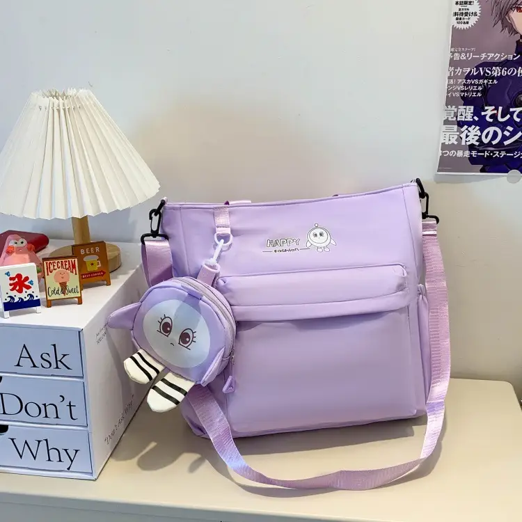 Cute Pink Crossbody Student Bag with Cute Accessories — feature 45