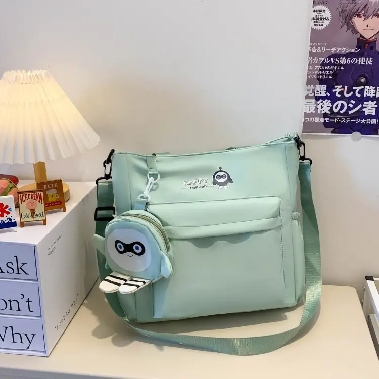 Cute Pink Crossbody Student Bag with Cute Accessories — feature 46
