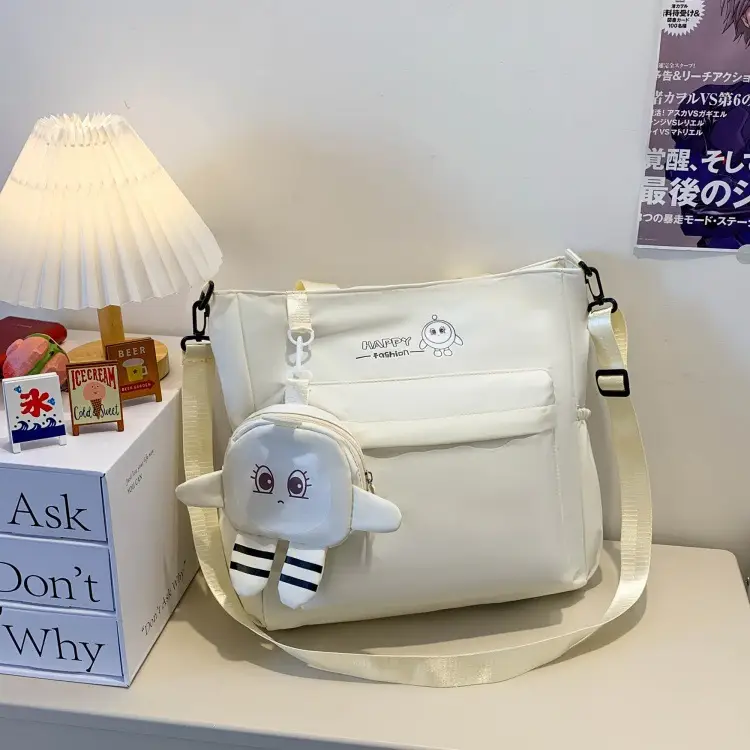 Cute Pink Crossbody Student Bag with Cute Accessories — feature 49