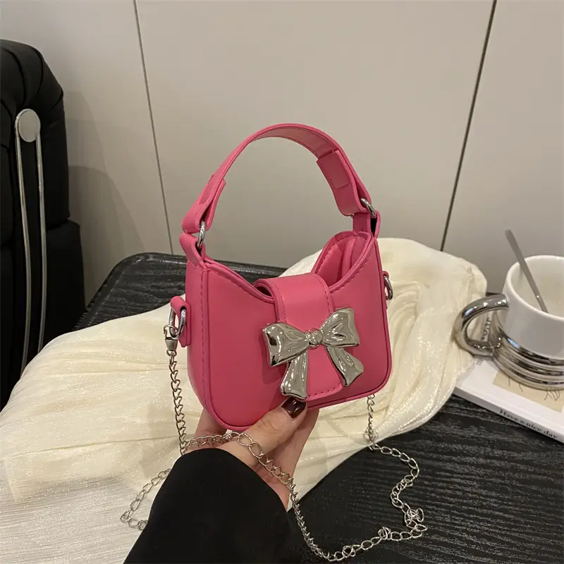 Pink Bow Mini Crossbody Shoulder Bag for Women - Image 7