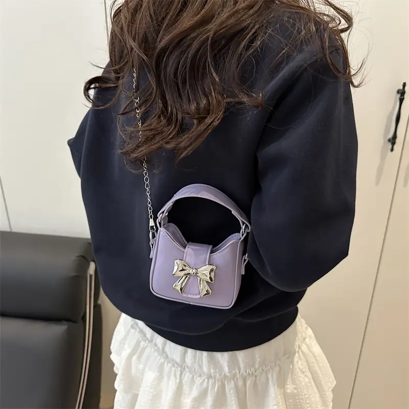 Pink Bow Mini Crossbody Shoulder Bag for Women - Image 8