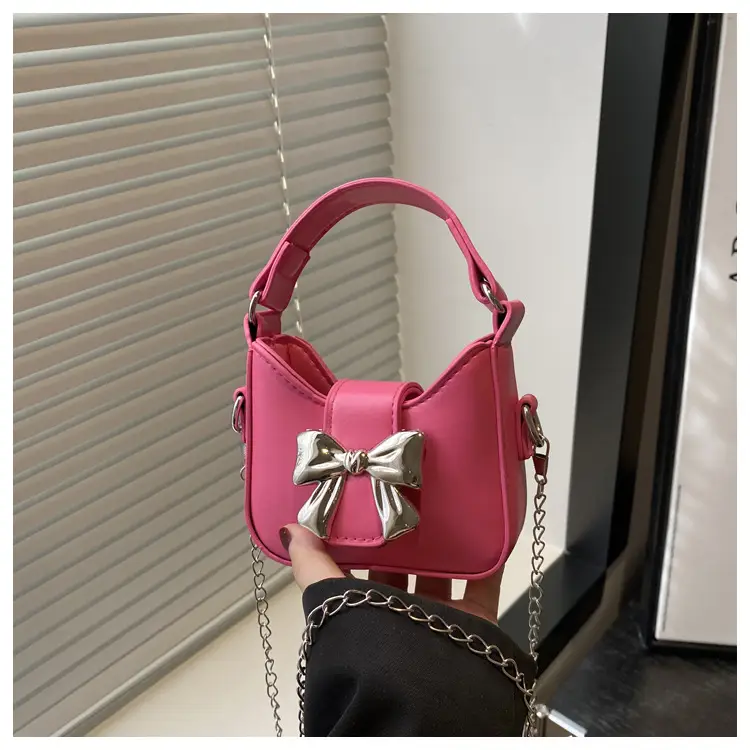 Pink Bow Mini Crossbody Shoulder Bag for Women - Image 6