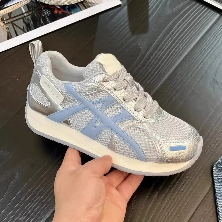 Soft Leather Thick-soled Heightened Training Shoes Women's 2025 Summer New Light Soft-soled All-match Mesh Breathable Running Shoes - Image 6