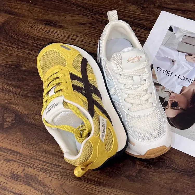 Soft Leather Thick-soled Heightened Training Shoes Women's 2025 Summer New Light Soft-soled All-match Mesh Breathable Running Shoes — feature 10