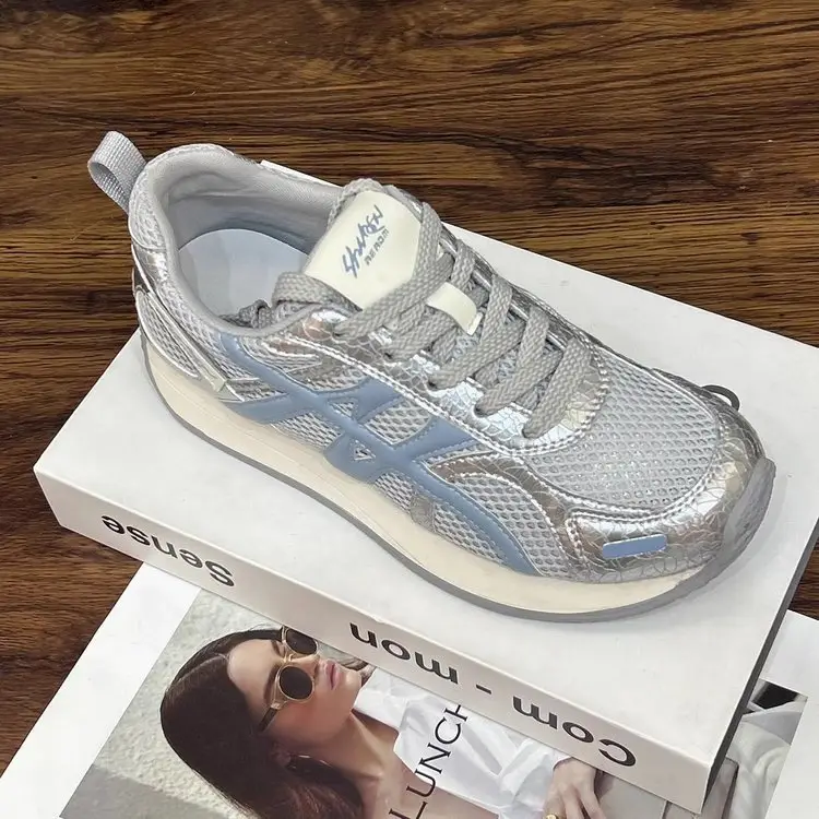 Soft Leather Thick-soled Heightened Training Shoes Women's 2025 Summer New Light Soft-soled All-match Mesh Breathable Running Shoes — feature 11