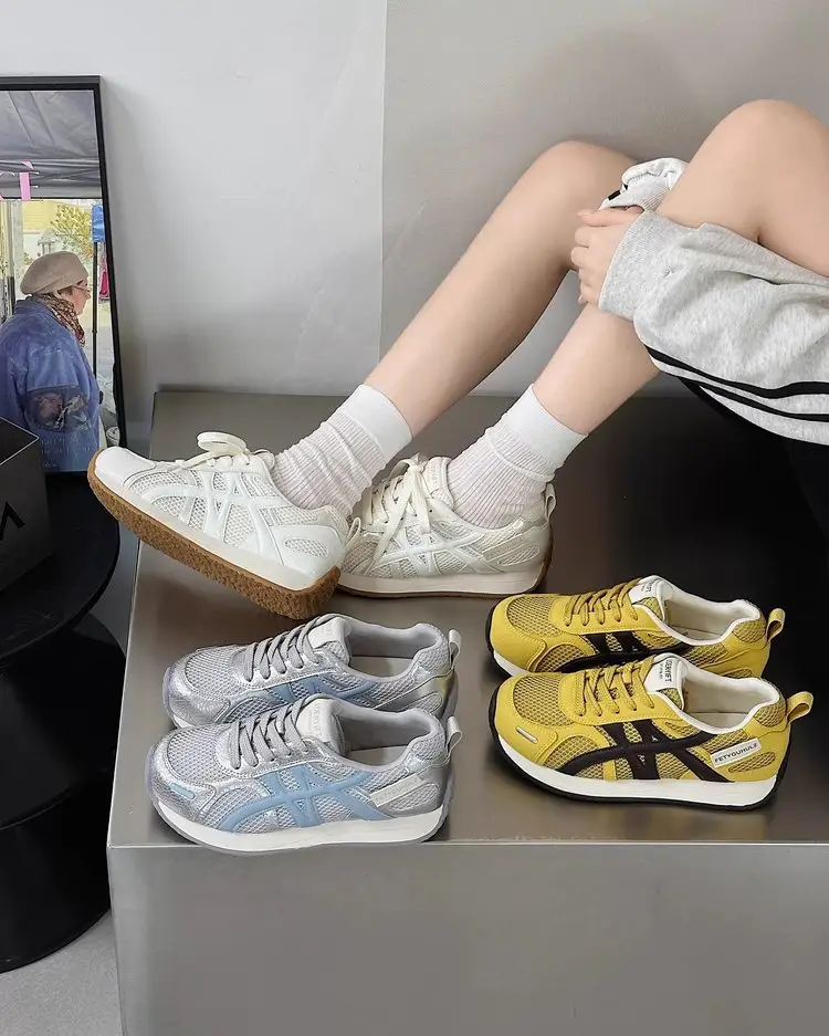 Soft Leather Thick-soled Heightened Training Shoes Women's 2025 Summer New Light Soft-soled All-match Mesh Breathable Running Shoes — feature 12