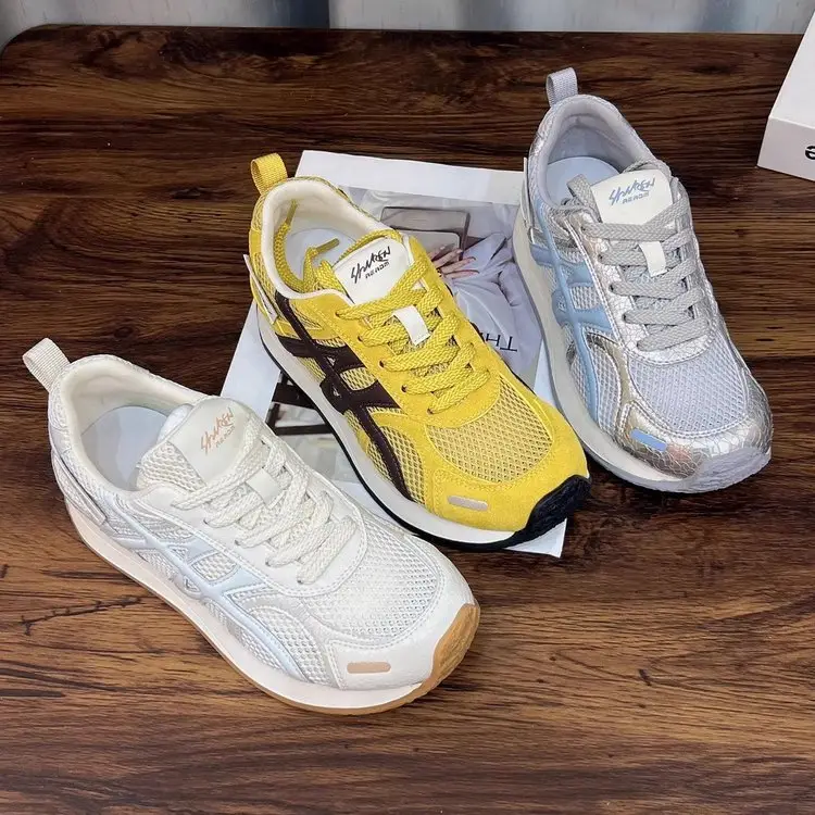 Soft Leather Thick-soled Heightened Training Shoes Women's 2025 Summer New Light Soft-soled All-match Mesh Breathable Running Shoes — feature 13