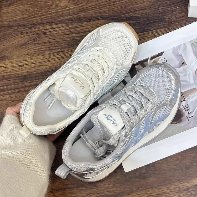 Soft Leather Thick-soled Heightened Training Shoes Women's 2025 Summer New Light Soft-soled All-match Mesh Breathable Running Shoes — feature 14