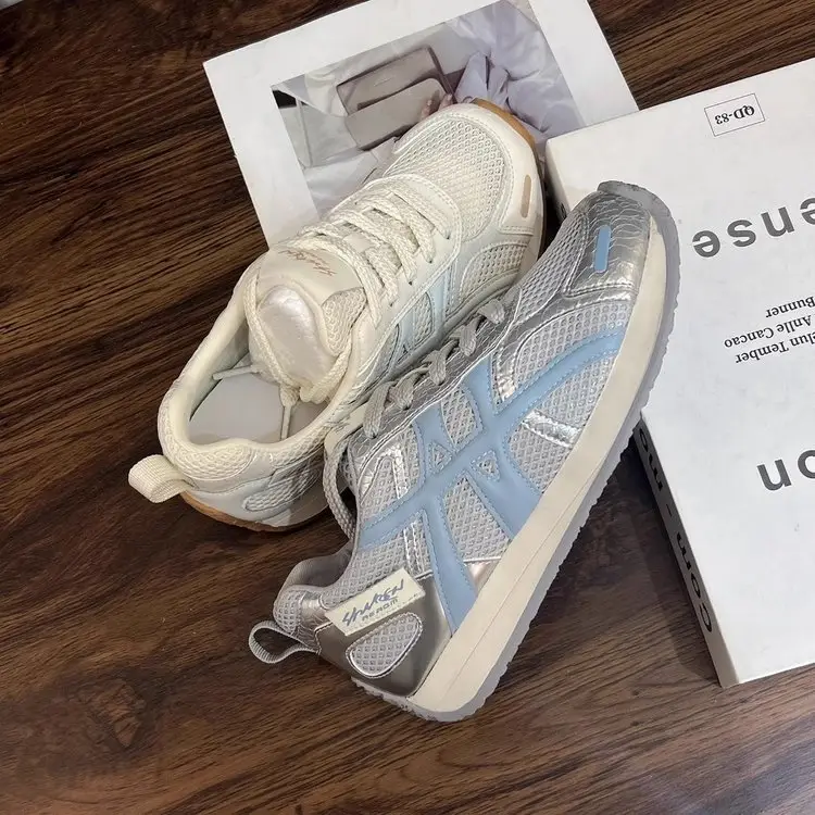 Soft Leather Thick-soled Heightened Training Shoes Women's 2025 Summer New Light Soft-soled All-match Mesh Breathable Running Shoes — feature 15