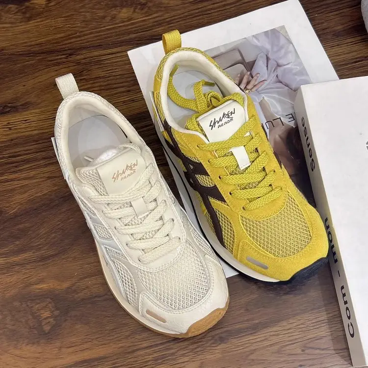 Soft Leather Thick-soled Heightened Training Shoes Women's 2025 Summer New Light Soft-soled All-match Mesh Breathable Running Shoes — feature 16
