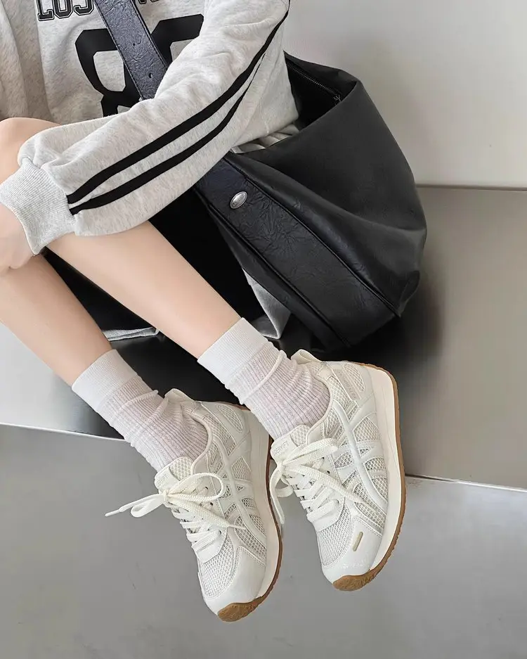 Soft Leather Thick-soled Heightened Training Shoes Women's 2025 Summer New Light Soft-soled All-match Mesh Breathable Running Shoes — feature 19