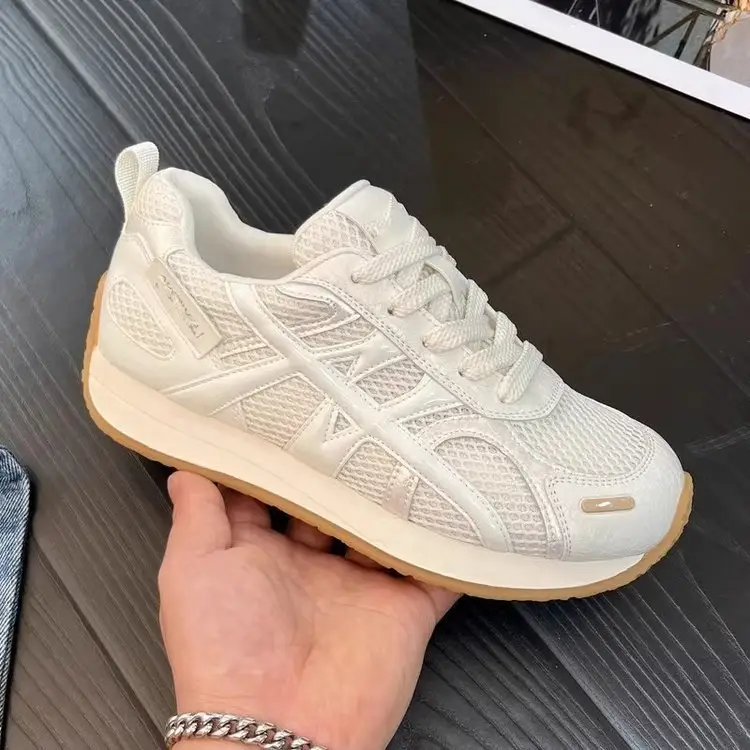 Soft Leather Thick-soled Heightened Training Shoes Women's 2025 Summer New Light Soft-soled All-match Mesh Breathable Running Shoes — feature 3