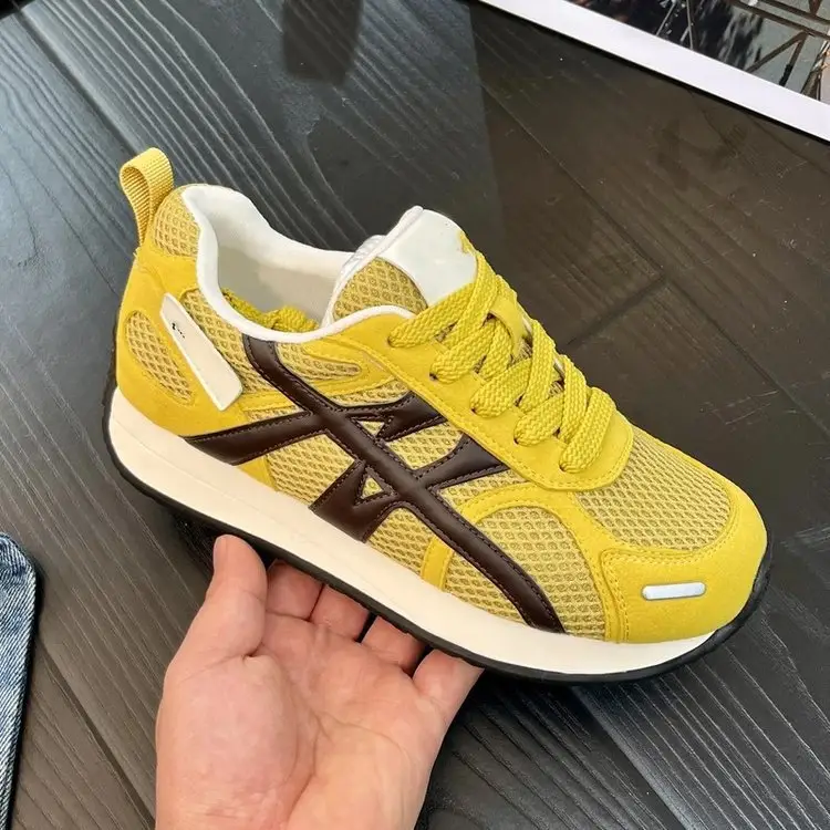 Soft Leather Thick-soled Heightened Training Shoes Women's 2025 Summer New Light Soft-soled All-match Mesh Breathable Running Shoes — feature 5