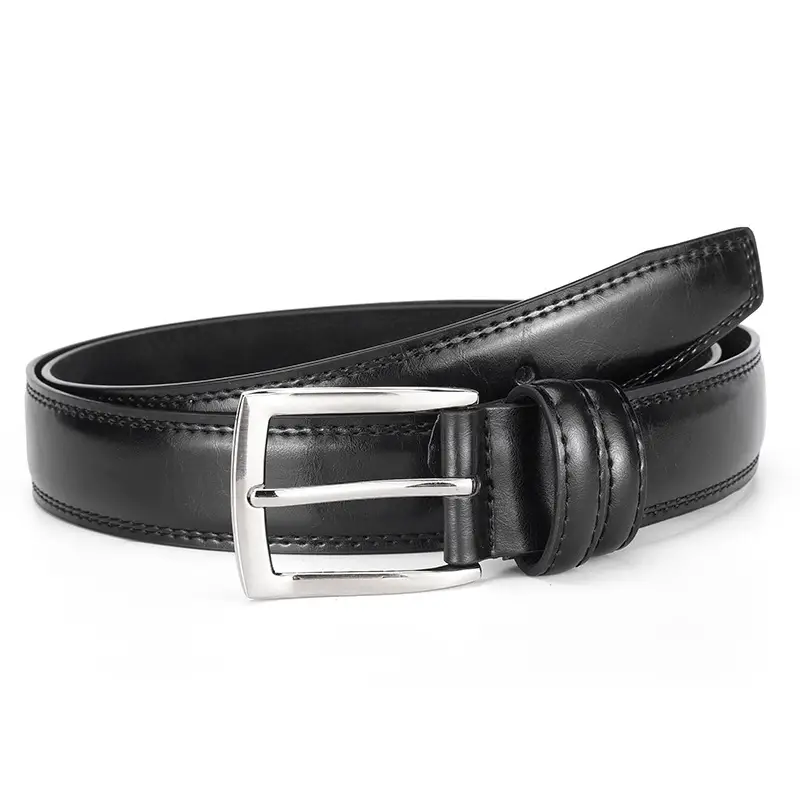 Men's Black Genuine Leather Waist Belt Two-Layer Cowhide - Image 4