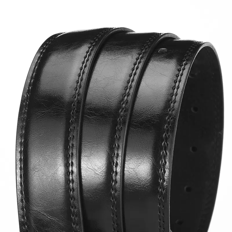 Men's Black Genuine Leather Waist Belt Two-Layer Cowhide - Image 5