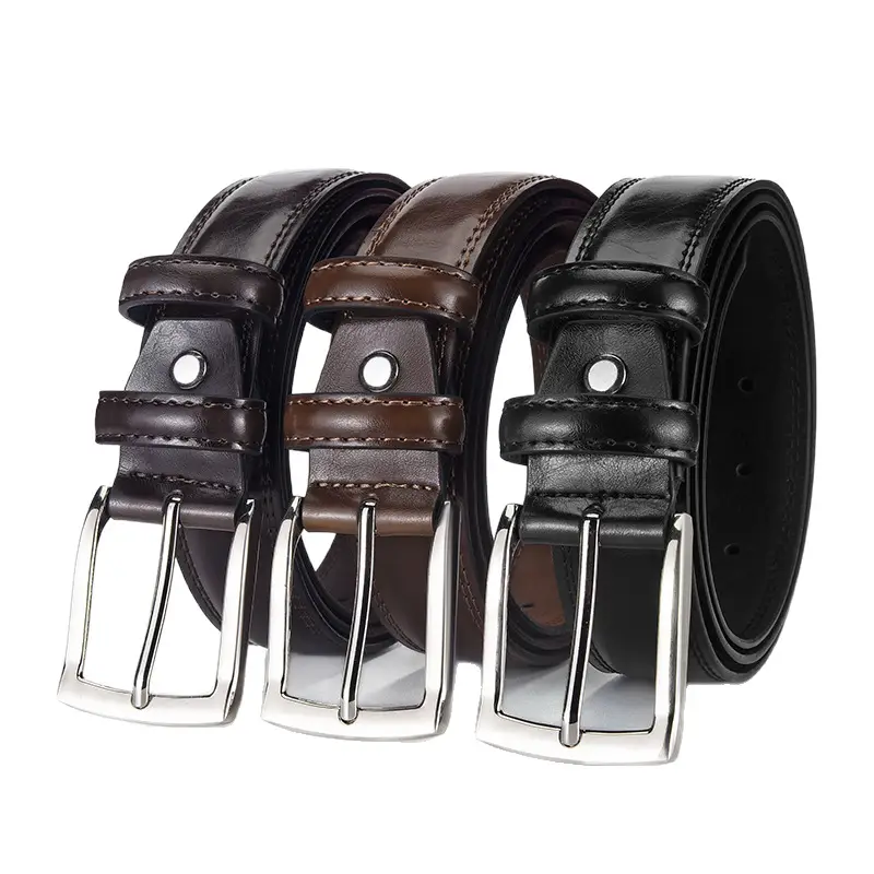 Men's Black Genuine Leather Waist Belt Two-Layer Cowhide - Image 7