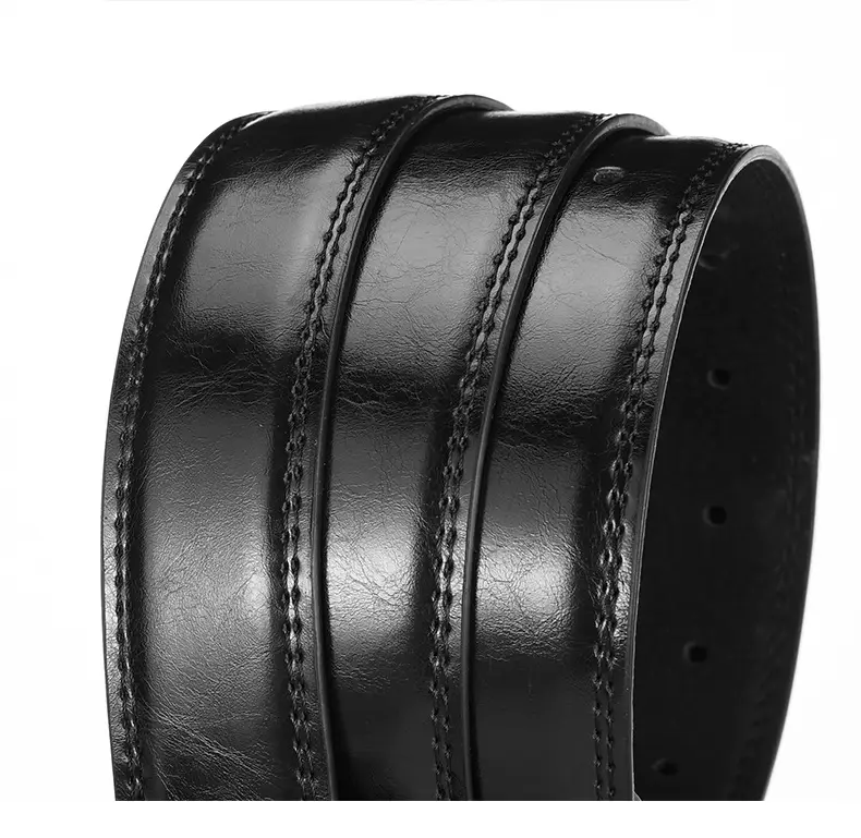 Men's Black Genuine Leather Waist Belt Two-Layer Cowhide — feature 11