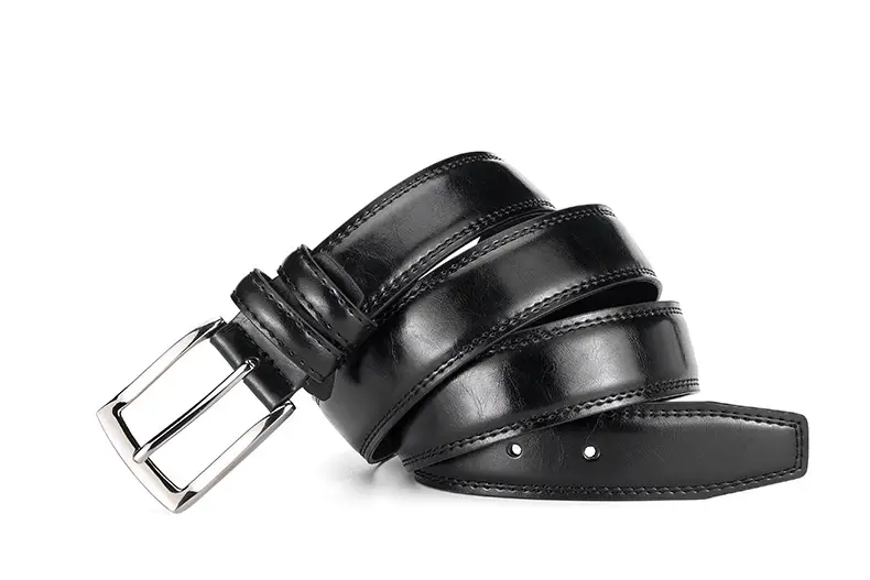 Men's Black Genuine Leather Waist Belt Two-Layer Cowhide — feature 3