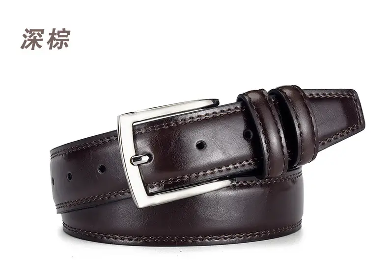 Men's Black Genuine Leather Waist Belt Two-Layer Cowhide — feature 4