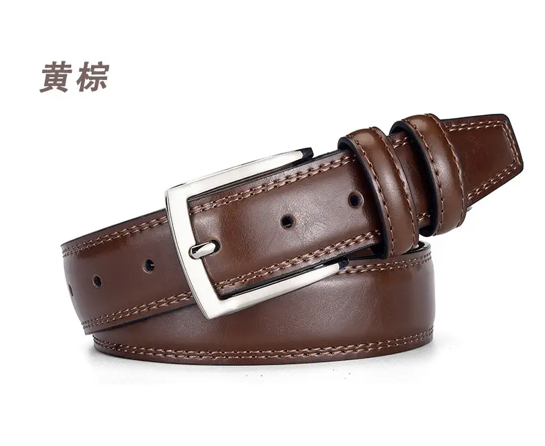 Men's Black Genuine Leather Waist Belt Two-Layer Cowhide — feature 6