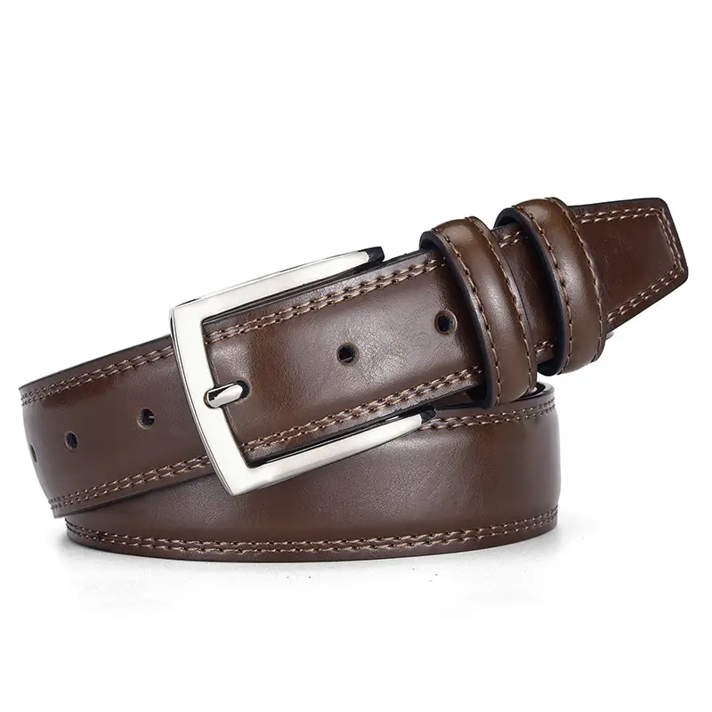 Men's Black Genuine Leather Waist Belt Two-Layer Cowhide - Image 2