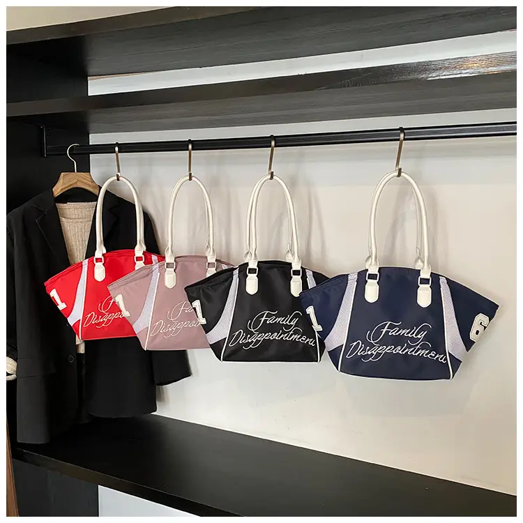 Women's Red Embroidered Bowling Handheld Tote Bag — feature 1