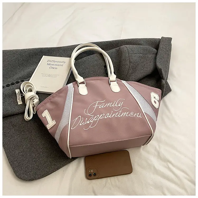 Women's Red Embroidered Bowling Handheld Tote Bag — feature 10
