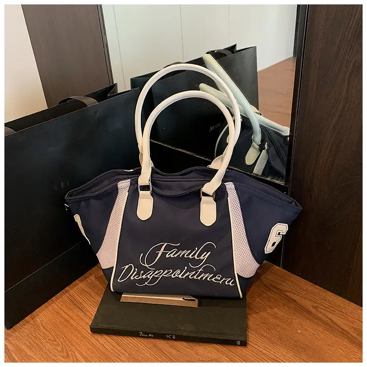 Women's Red Embroidered Bowling Handheld Tote Bag — feature 12