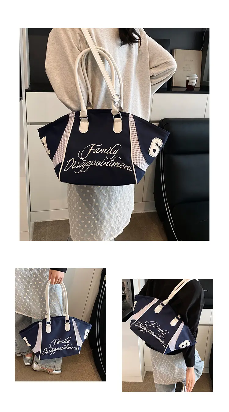 Women's Red Embroidered Bowling Handheld Tote Bag — feature 17