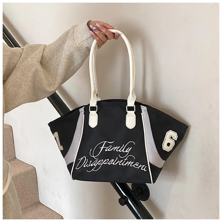 Women's Red Embroidered Bowling Handheld Tote Bag — feature 19