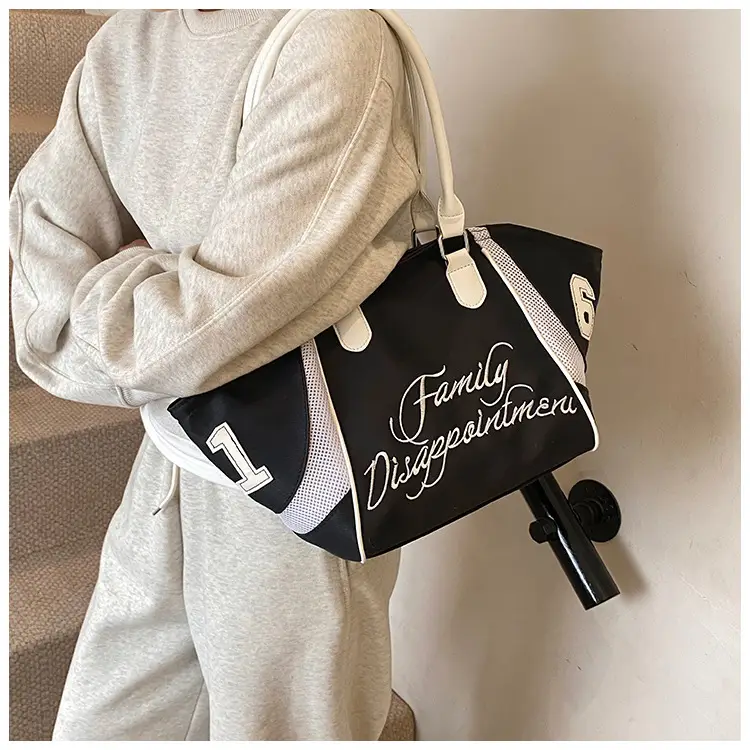 Women's Red Embroidered Bowling Handheld Tote Bag — feature 21