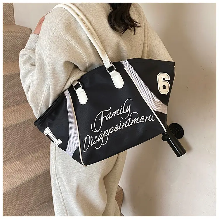 Women's Red Embroidered Bowling Handheld Tote Bag — feature 22
