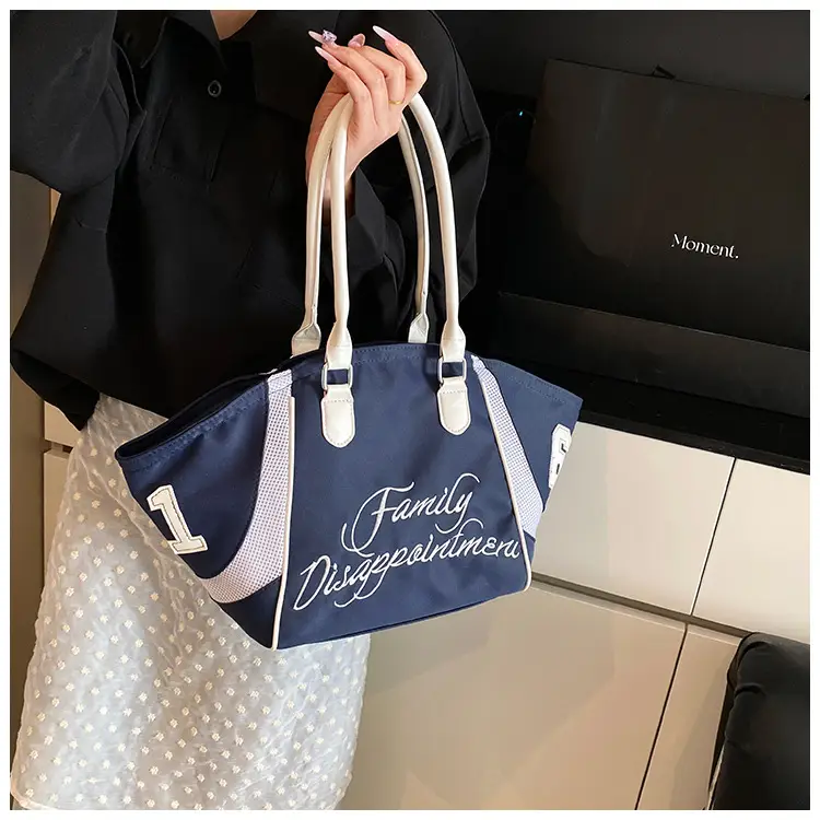 Women's Red Embroidered Bowling Handheld Tote Bag — feature 26