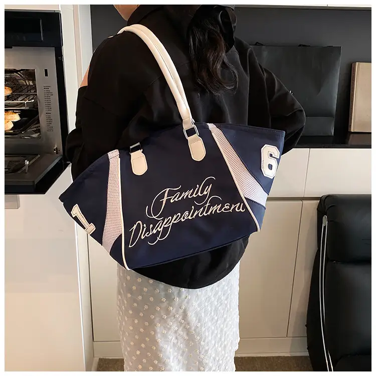 Women's Red Embroidered Bowling Handheld Tote Bag — feature 28