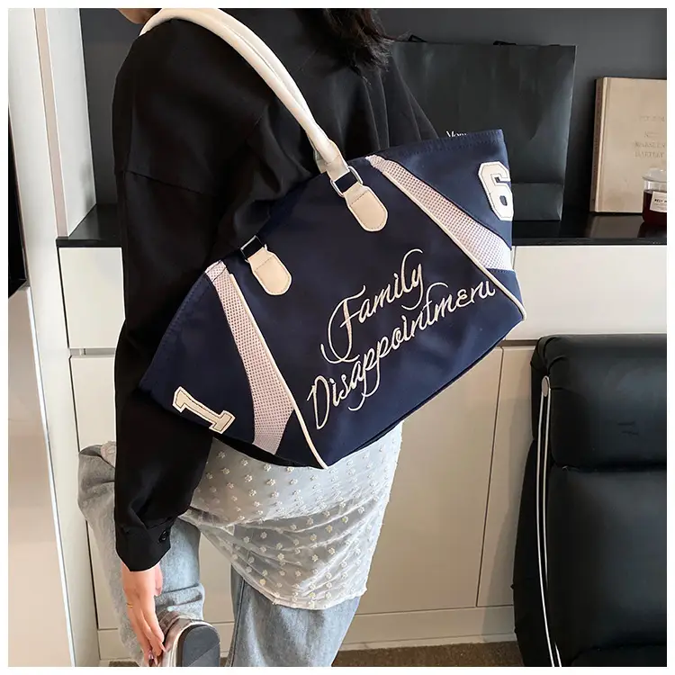 Women's Red Embroidered Bowling Handheld Tote Bag — feature 29