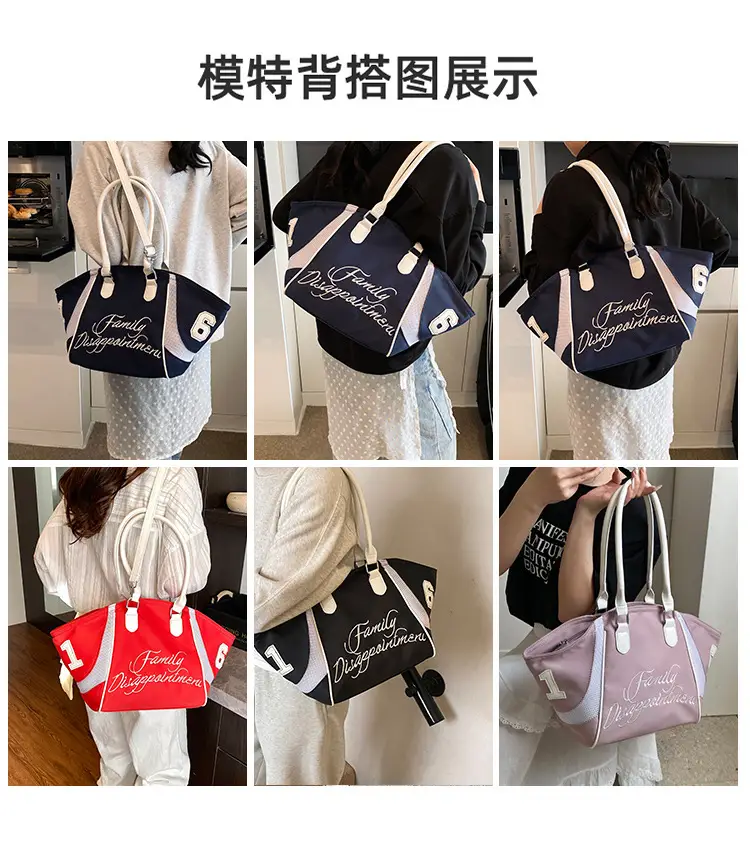 Women's Red Embroidered Bowling Handheld Tote Bag — feature 3