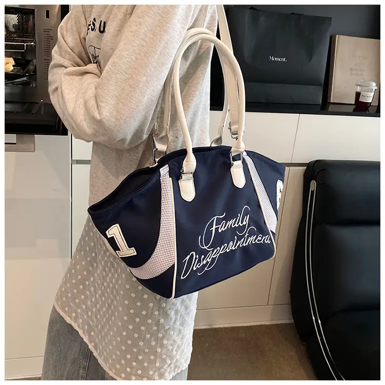 Women's Red Embroidered Bowling Handheld Tote Bag — feature 31