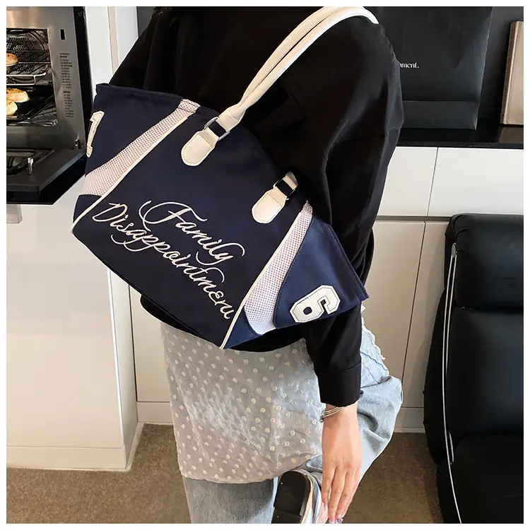 Women's Red Embroidered Bowling Handheld Tote Bag — feature 32