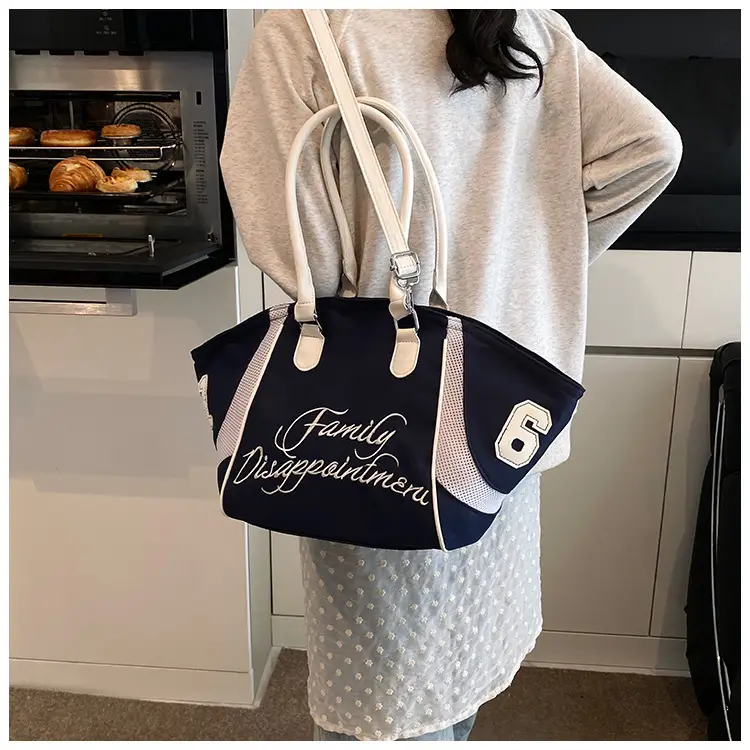 Women's Red Embroidered Bowling Handheld Tote Bag — feature 33