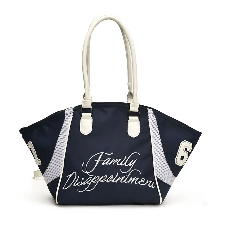 Women's Red Embroidered Bowling Handheld Tote Bag - Image 2