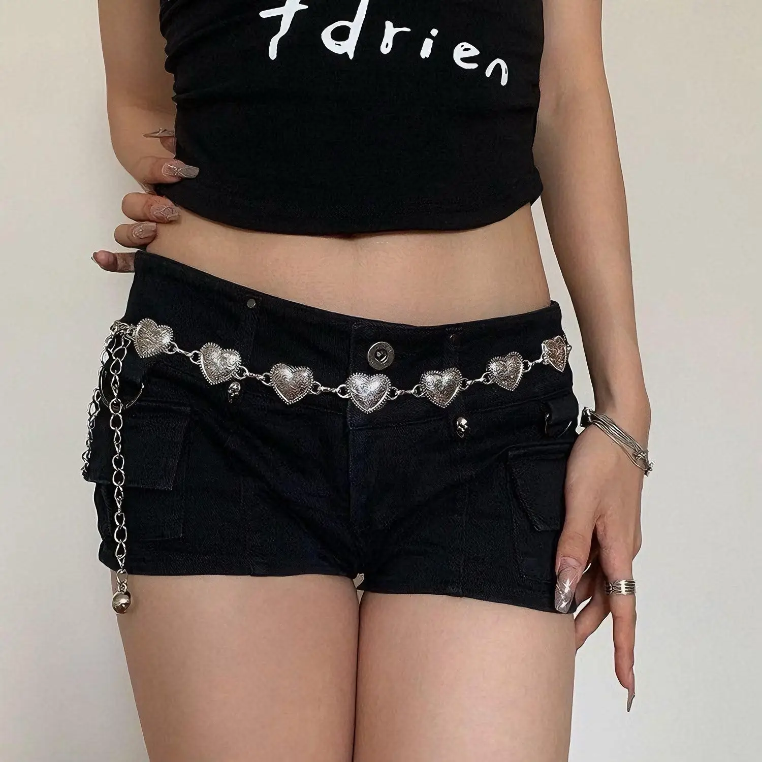 Vintage Silver Metal Love Waist Chain Women's Ins Niche Belt - Image 5