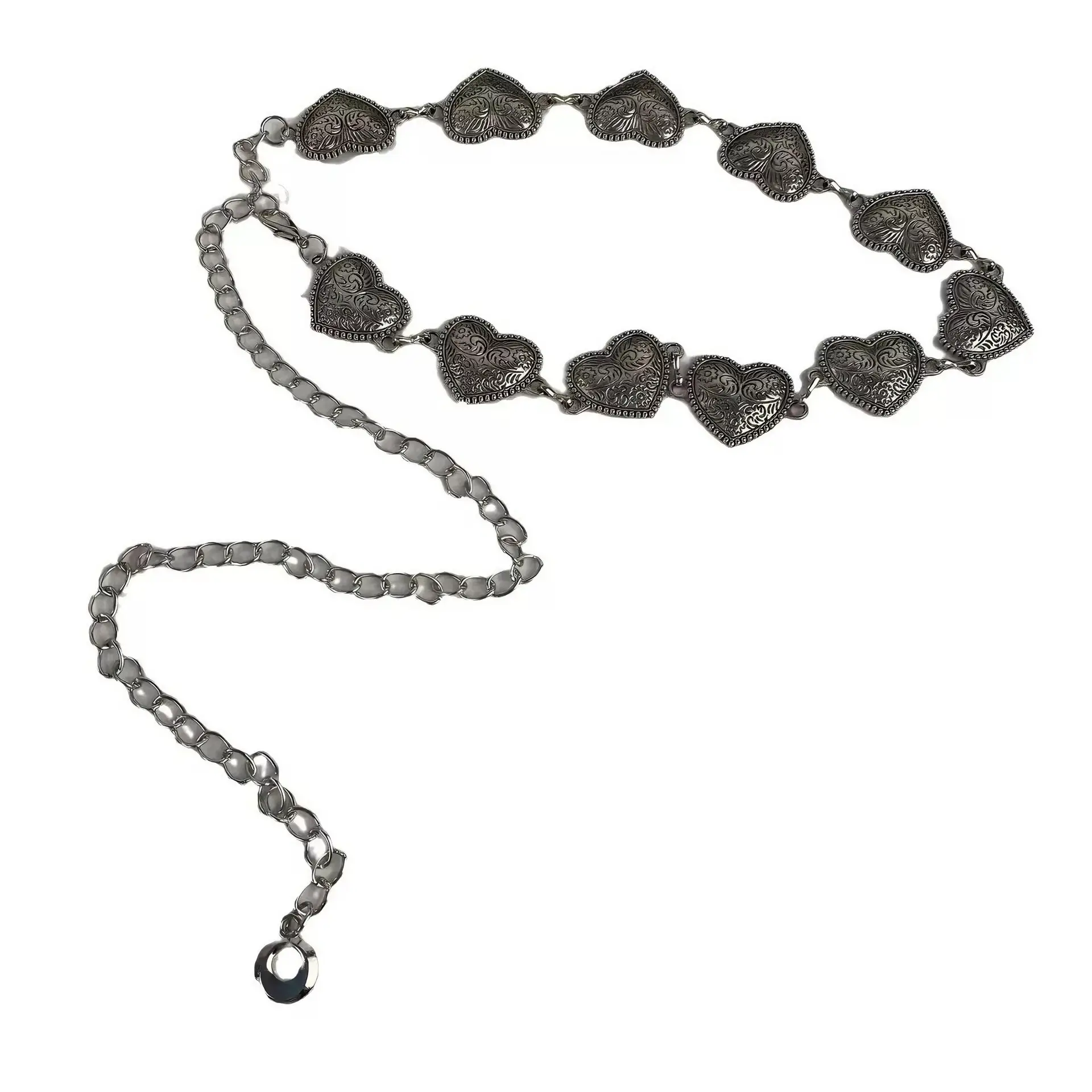 Vintage Silver Metal Love Waist Chain Women's Ins Niche Belt - Image 6