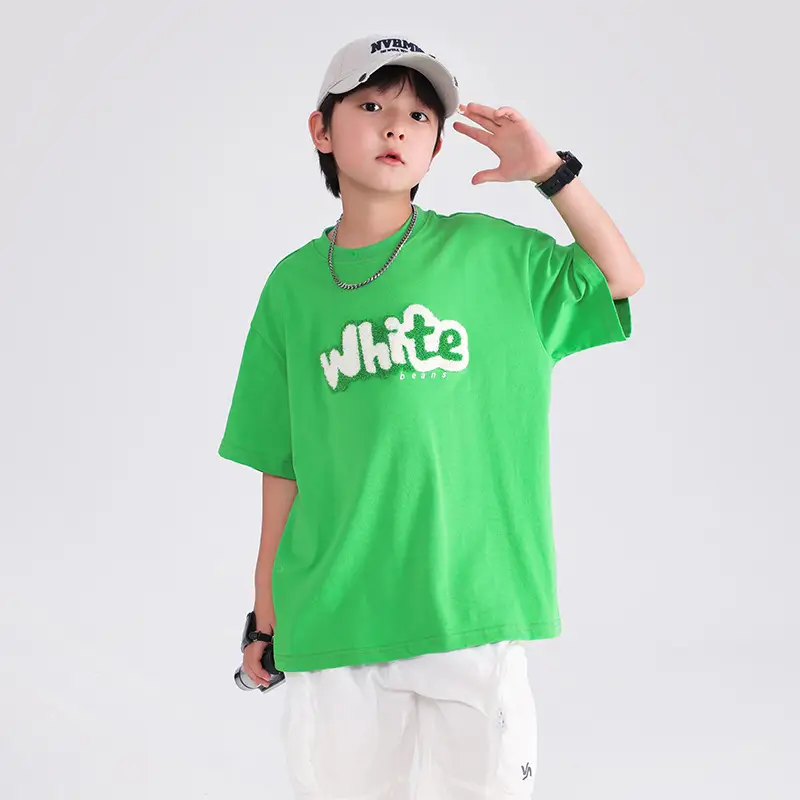 Boys Green White Tee 2026 Cotton Summer - Image 6